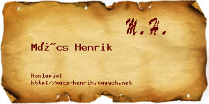 Mács Henrik névjegykártya